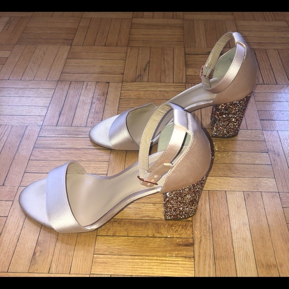 Expression Heels with a Glitter-Embellished Block Heel and satin finish upper. - Picture 2 of 5
